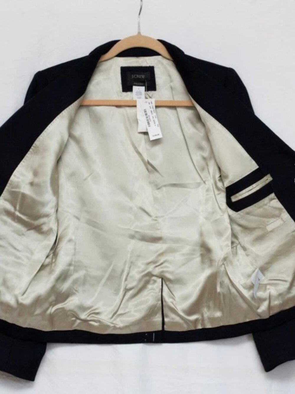 New w/ Tag  J.Crew Wool Navy Schoolboy Blazer Gold Crest Button Striped Lining 6 - Picture 4 of 8